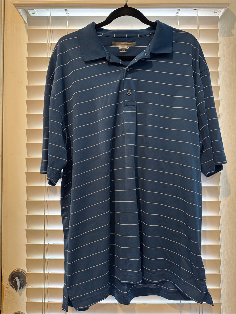 Greg Norman Play Dry Striped Polo Shirt Blue & White XL